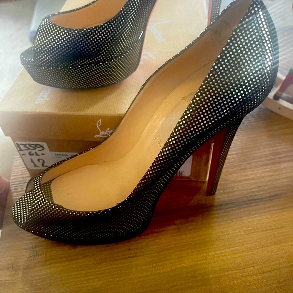 Louboutin sparkly platform peep toe pumps, size 42. Perfect for New Years!